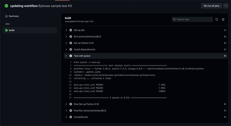 Workflow run results