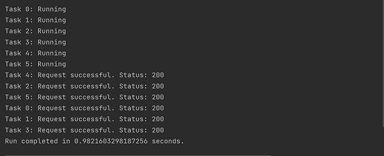 Output of multithreaded run